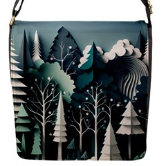 Forest Papercraft Trees Background Flap Closure Messenger Bag (s) by Ravend