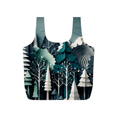 Forest Papercraft Trees Background Full Print Recycle Bag (s) by Ravend