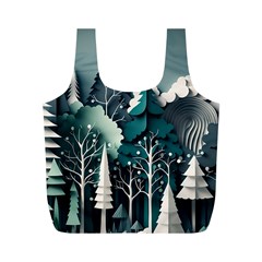 Forest Papercraft Trees Background Full Print Recycle Bag (m) by Ravend