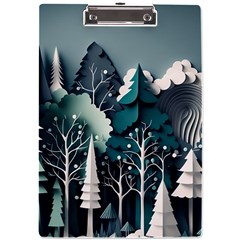 Forest Papercraft Trees Background A4 Acrylic Clipboard by Ravend