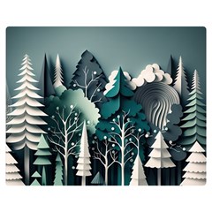 Forest Papercraft Trees Background Premium Plush Fleece Blanket (medium)