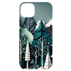 Forest Papercraft Trees Background Iphone 14 Plus Black Uv Print Case by Ravend