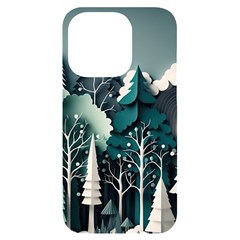 Forest Papercraft Trees Background Iphone 14 Pro Black Uv Print Case by Ravend