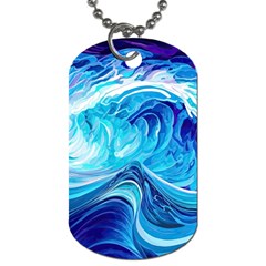 Tsunami Waves Ocean Sea Nautical Nature Water Dog Tag (two Sides) by Ravend