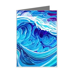 Tsunami Waves Ocean Sea Nautical Nature Water Mini Greeting Card by Ravend