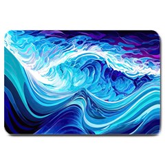 Tsunami Waves Ocean Sea Nautical Nature Water Large Doormat by Ravend