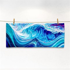 Tsunami Waves Ocean Sea Nautical Nature Water Hand Towel by Ravend