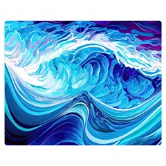 Tsunami Waves Ocean Sea Nautical Nature Water Two Sides Premium Plush Fleece Blanket (medium) by Ravend