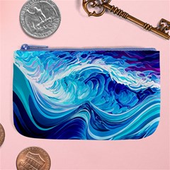 Tsunami Waves Ocean Sea Nautical Nature Water Large Coin Purse by Ravend