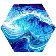 Tsunami Waves Ocean Sea Nautical Nature Water Wooden Puzzle Hexagon by Ravend