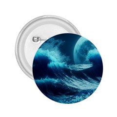 Moonlight High Tide Storm Tsunami Waves Ocean Sea 2 25  Buttons by Ravend