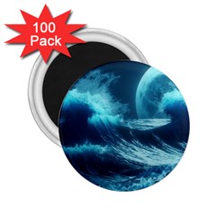 Moonlight High Tide Storm Tsunami Waves Ocean Sea 2 25  Magnets (100 Pack)  by Ravend