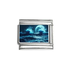 Moonlight High Tide Storm Tsunami Waves Ocean Sea Italian Charm (9mm) by Ravend