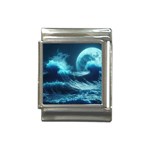 Moonlight High Tide Storm Tsunami Waves Ocean Sea Italian Charm (13mm) Front