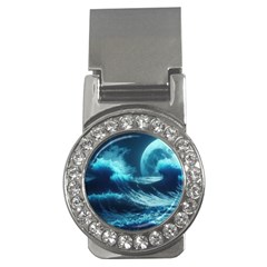 Moonlight High Tide Storm Tsunami Waves Ocean Sea Money Clips (cz)  by Ravend