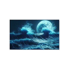 Moonlight High Tide Storm Tsunami Waves Ocean Sea Sticker Rectangular (100 Pack) by Ravend