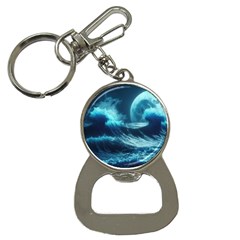 Moonlight High Tide Storm Tsunami Waves Ocean Sea Bottle Opener Key Chain by Ravend