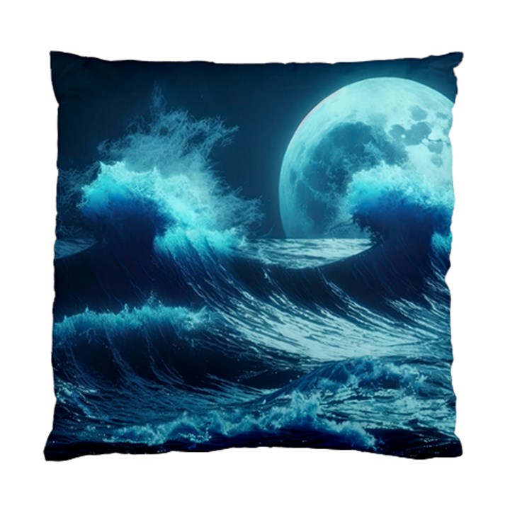 Moonlight High Tide Storm Tsunami Waves Ocean Sea Standard Cushion Case (Two Sides)