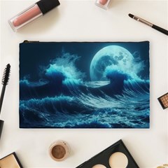 Moonlight High Tide Storm Tsunami Waves Ocean Sea Cosmetic Bag (large) by Ravend