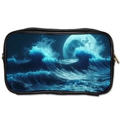 Moonlight High Tide Storm Tsunami Waves Ocean Sea Toiletries Bag (two Sides) by Ravend