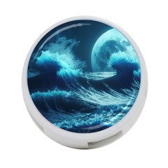 Moonlight High Tide Storm Tsunami Waves Ocean Sea 4-port Usb Hub (one Side) by Ravend