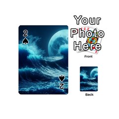 Moonlight High Tide Storm Tsunami Waves Ocean Sea Playing Cards 54 Designs (mini) by Ravend