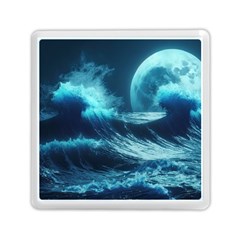 Moonlight High Tide Storm Tsunami Waves Ocean Sea Memory Card Reader (square) by Ravend