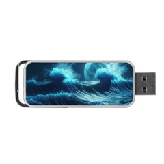 Moonlight High Tide Storm Tsunami Waves Ocean Sea Portable Usb Flash (two Sides) by Ravend