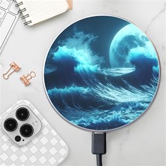 Moonlight High Tide Storm Tsunami Waves Ocean Sea Wireless Fast Charger(white) by Ravend