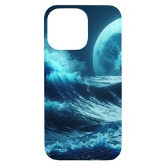 Moonlight High Tide Storm Tsunami Waves Ocean Sea Iphone 14 Pro Max Black Uv Print Case by Ravend