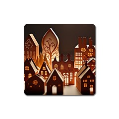 Gingerbread House Gingerbread Christmas Xmas Winter Square Magnet