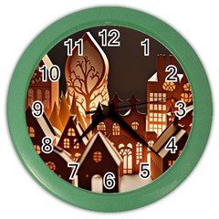 Gingerbread House Gingerbread Christmas Xmas Winter Color Wall Clock by Ravend