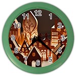 Gingerbread House Gingerbread Christmas Xmas Winter Color Wall Clock Front