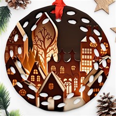 Gingerbread House Gingerbread Christmas Xmas Winter Ornament (round Filigree)