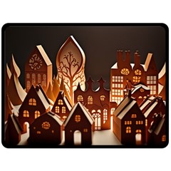 Gingerbread House Gingerbread Christmas Xmas Winter Two Sides Fleece Blanket (large) by Ravend