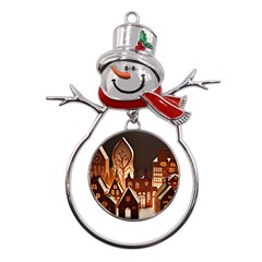 Gingerbread House Gingerbread Christmas Xmas Winter Metal Snowman Ornament by Ravend