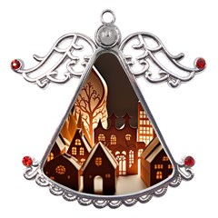 Gingerbread House Gingerbread Christmas Xmas Winter Metal Angel With Crystal Ornament by Ravend