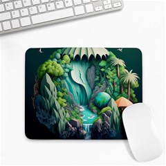 Waterfall Jungle Nature Paper Craft Trees Tropical Small Mousepad by Ravend