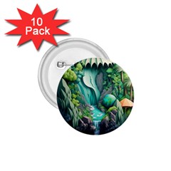 Waterfall Jungle Nature Paper Craft Trees Tropical 1 75  Buttons (10 Pack) by Ravend