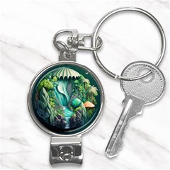 Waterfall Jungle Nature Paper Craft Trees Tropical Nail Clippers Key Chain by Ravend