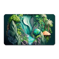 Waterfall Jungle Nature Paper Craft Trees Tropical Magnet (rectangular) by Ravend