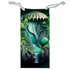 Waterfall Jungle Nature Paper Craft Trees Tropical Jewelry Bag by Ravend