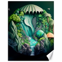 Waterfall Jungle Nature Paper Craft Trees Tropical Canvas 18  X 24  by Ravend