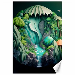 Waterfall Jungle Nature Paper Craft Trees Tropical Canvas 20  X 30  by Ravend