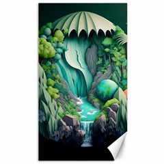 Waterfall Jungle Nature Paper Craft Trees Tropical Canvas 40  X 72  by Ravend