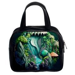 Waterfall Jungle Nature Paper Craft Trees Tropical Classic Handbag (two Sides) by Ravend