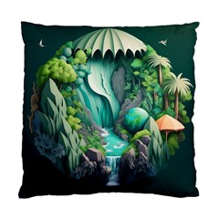 Waterfall Jungle Nature Paper Craft Trees Tropical Standard Cushion Case (one Side) by Ravend