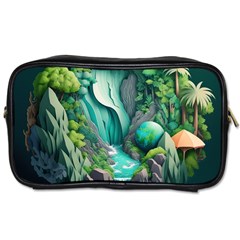 Waterfall Jungle Nature Paper Craft Trees Tropical Toiletries Bag (two Sides) by Ravend