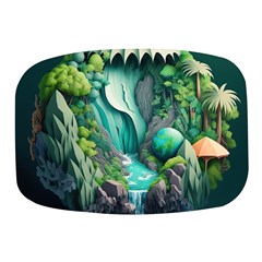 Waterfall Jungle Nature Paper Craft Trees Tropical Mini Square Pill Box by Ravend