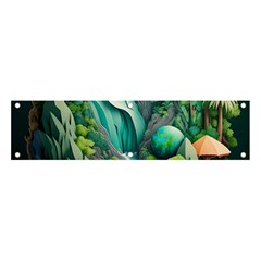 Waterfall Jungle Nature Paper Craft Trees Tropical Banner And Sign 4  X 1  by Ravend